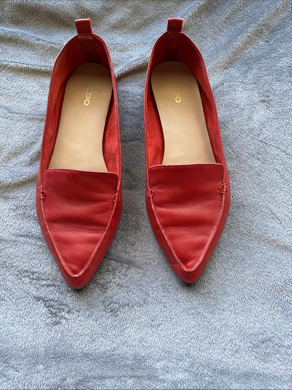 Aldo Red Pointed Galindo flat Leather Loafers